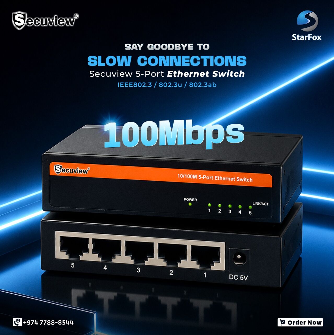 Doha, Electronics, QAR 26,  Secuview 5-Port Ethernet Switch Compact & High-Speed Networking