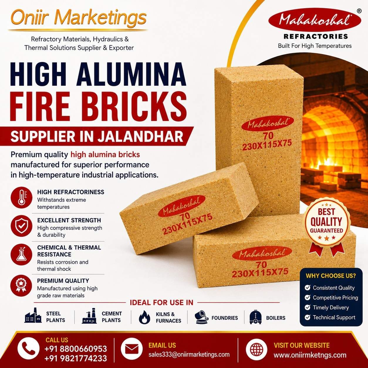 Punjab, Materials, INR 155,  High Alumina Fire Bricks Supplier In Jalandhar | Oniir Marketings