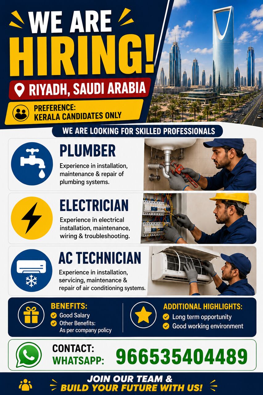 Riyadh, Jobs, A Technician Who Can Handle Different Types Of Work ( A/CTECHNICIAN, ELECTRICIAN,PLUMBER