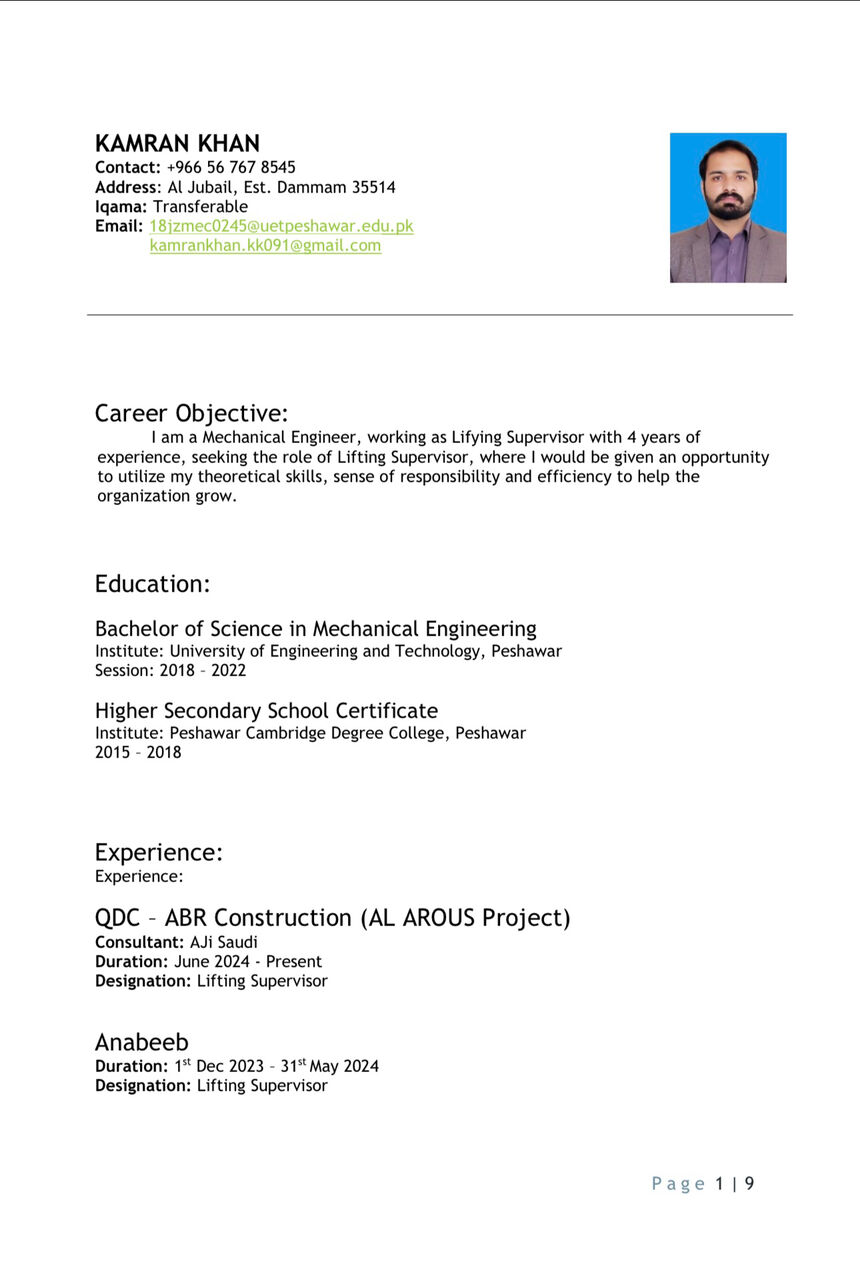 Jeddah, Job Seekers, Lifting Supervisor