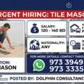 Urgent Hiring: Tile Mason