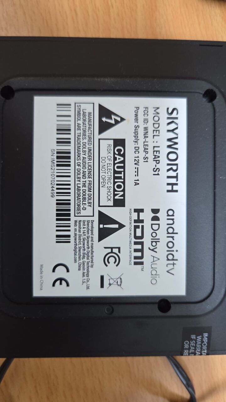 Al Wizarat, Electronics, SAR 70,  Skyworth LEAP-S1 Android TV Box | IPTV | 4K | Original Remote | Excellent Condition