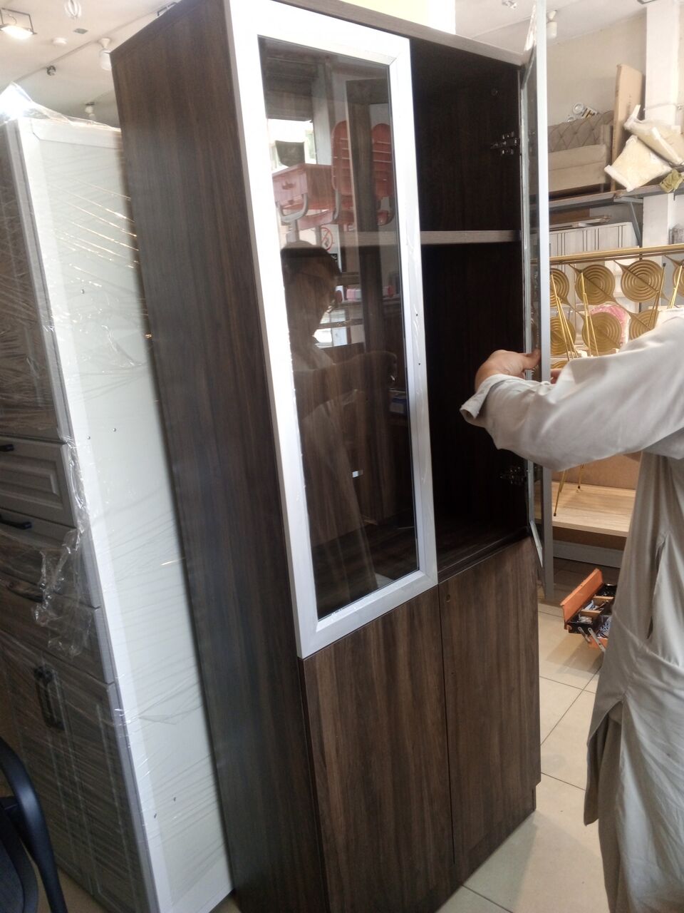 Jubail, Furniture, SAR 1250,  New Cotton Pack  Two Glass Door Cupboard For Sell
