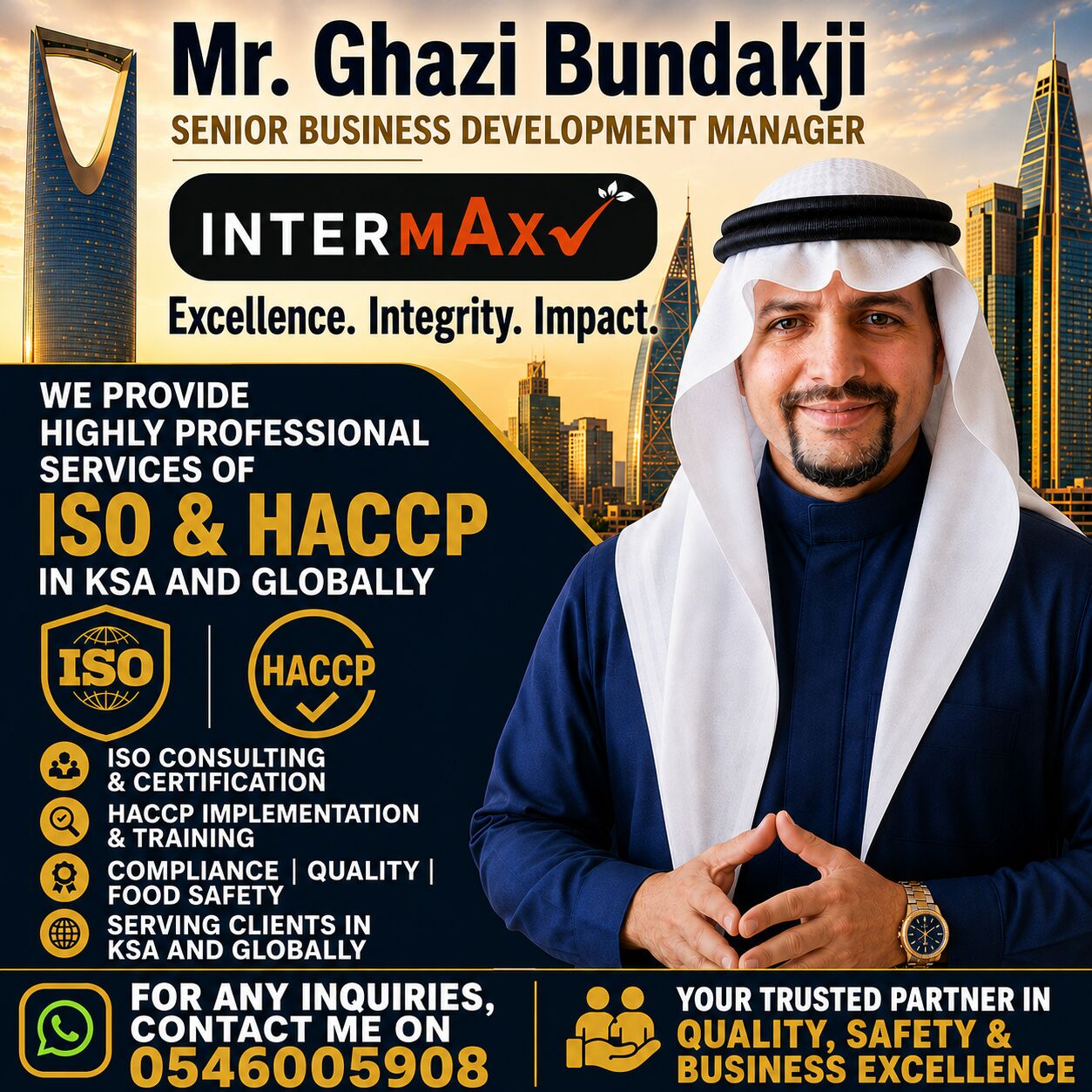 Riyadh, Business, Contact Us For ISO & HACCP Training, Certification & Prices - 0546005908.