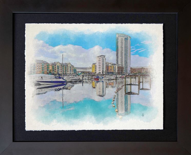 New York, Construction, Swansea Marina Artwork &ndash; Fine Art Watercolor Print By Falcon Pass Studio