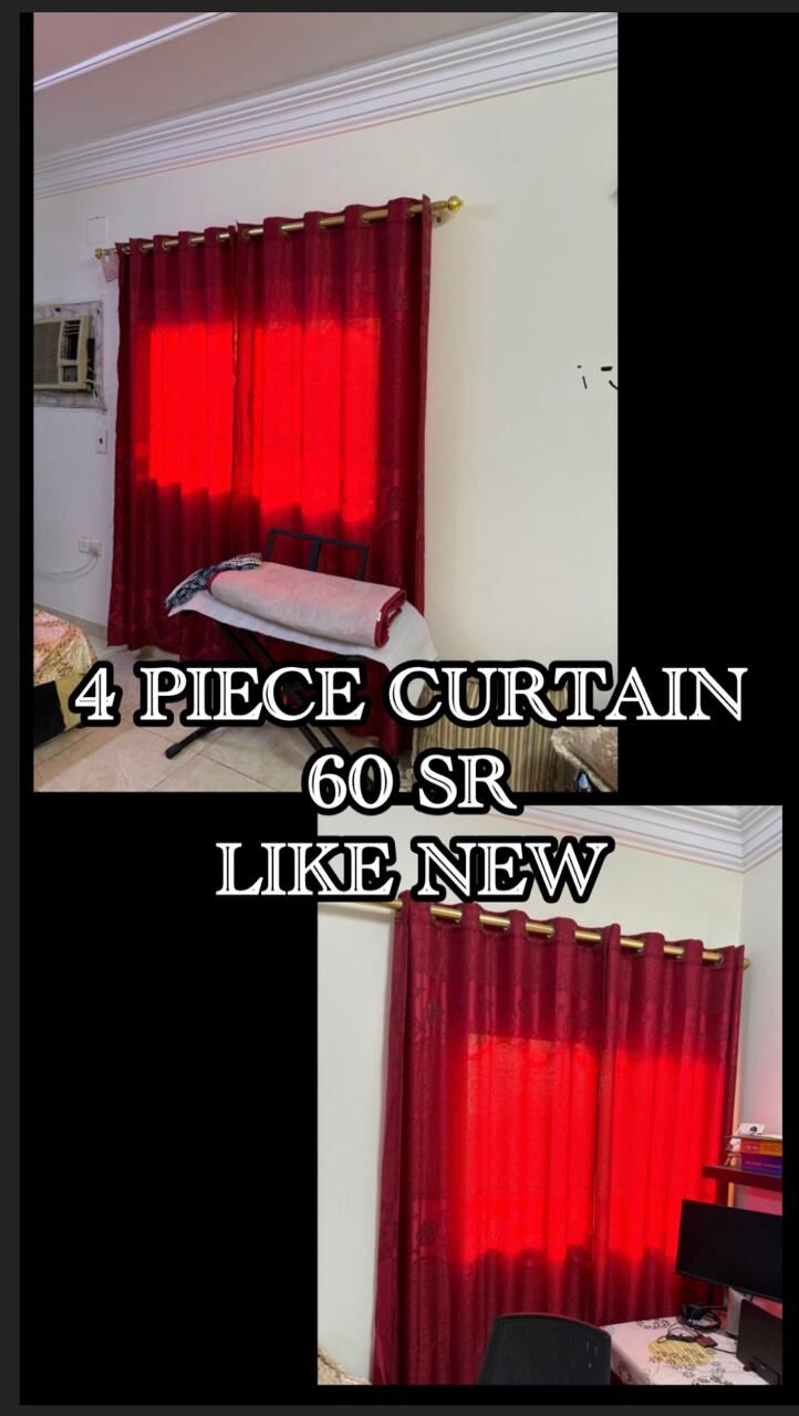 Jeddah, Furniture, SAR 1,  Red Curtains, Brown Curtains, 2 Large Plants, White Vanity, Large Table, Decoration Items