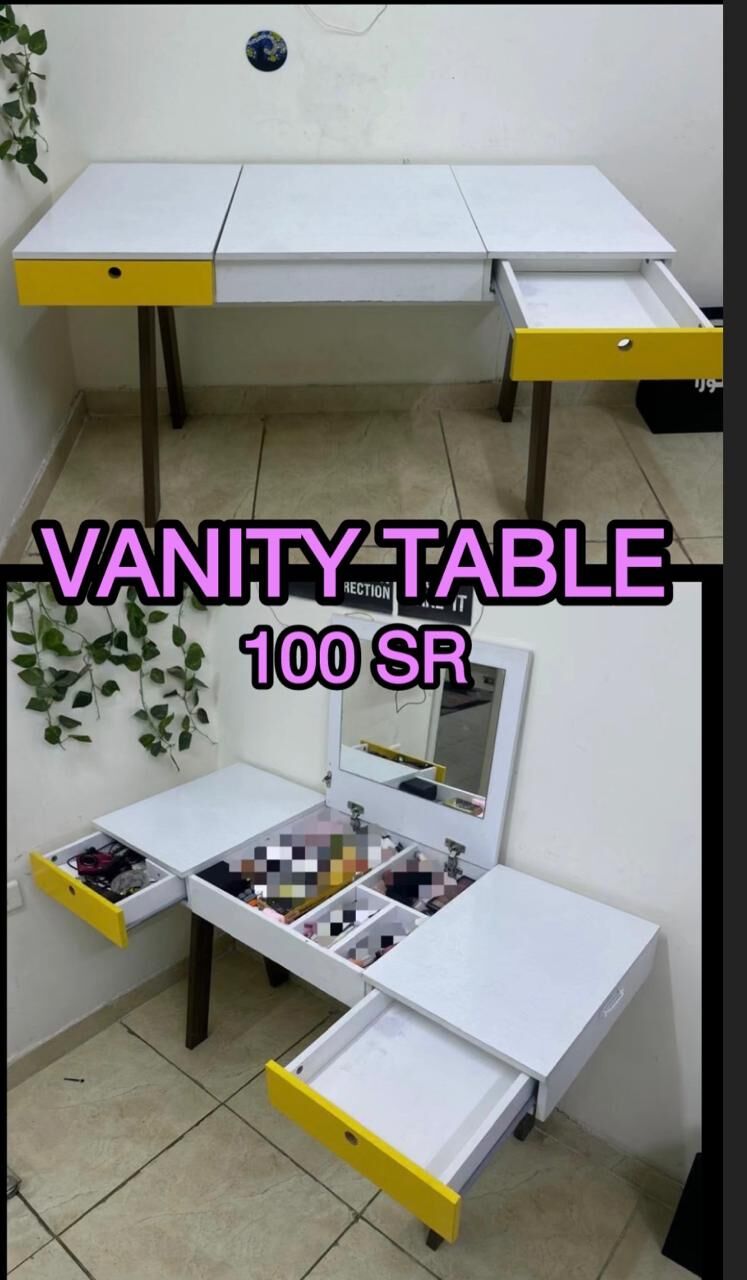 Jeddah, Furniture, SAR 1,  Red Curtains, Brown Curtains, 2 Large Plants, White Vanity, Large Table, Decoration Items