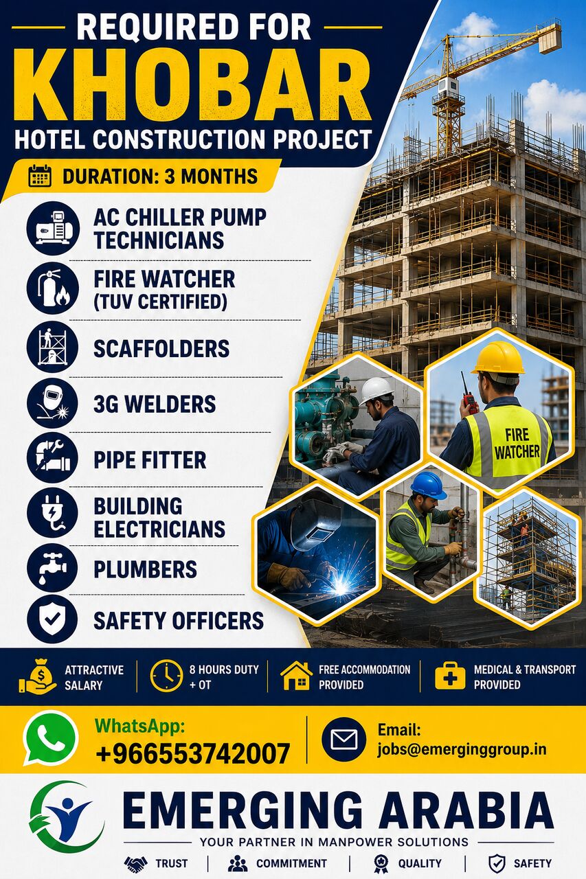 Khobar, Jobs, Required For Khobar &ndash; Hotel Construction Project