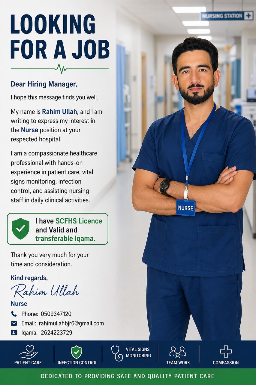 Jeddah, Job Seekers, Male Nurse