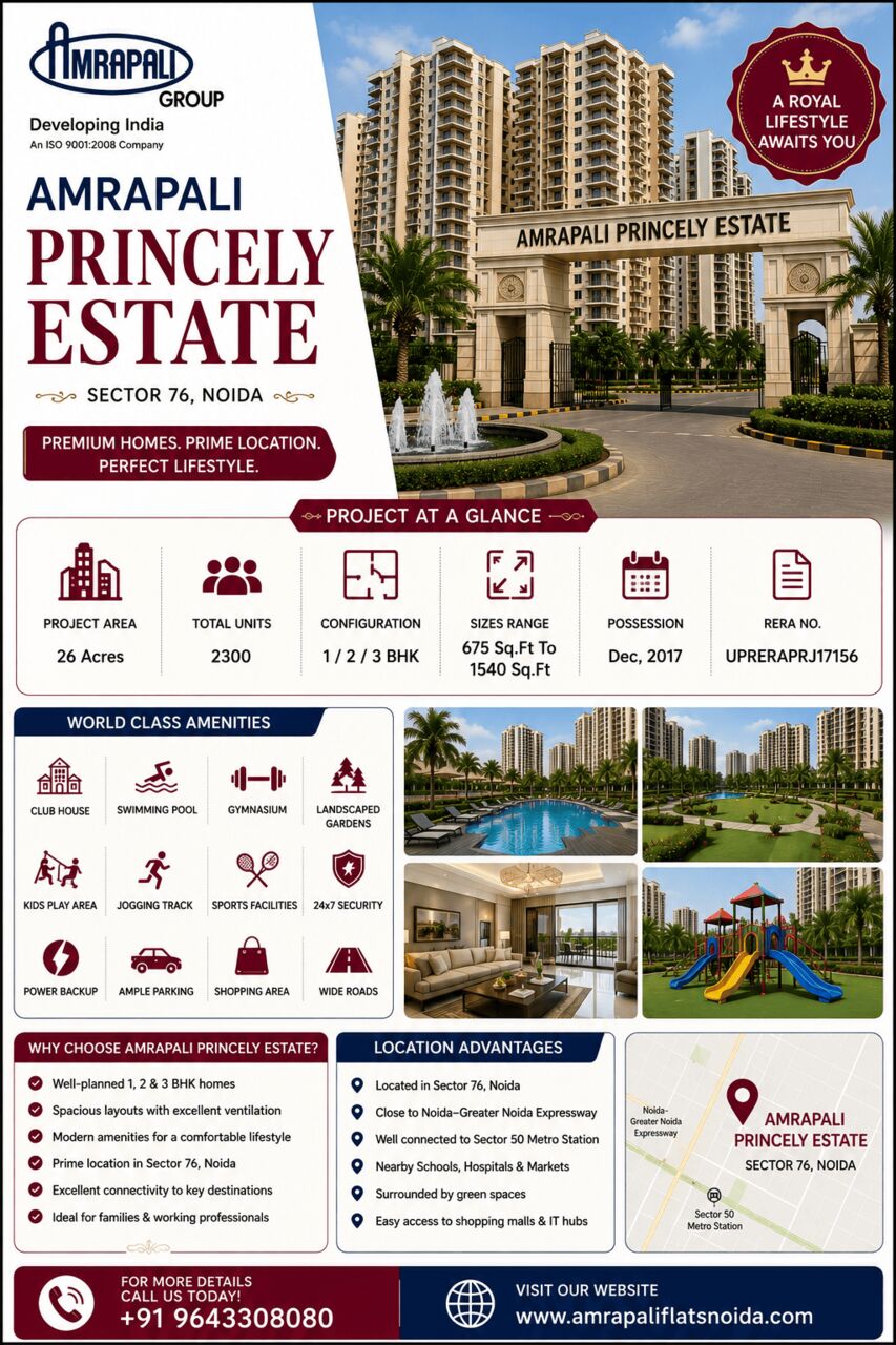 Noida, Real Estate, Buy A RERA-approved Apartment At Amrapali Princely Estate, Sector 76, Noida, For Under ₹50