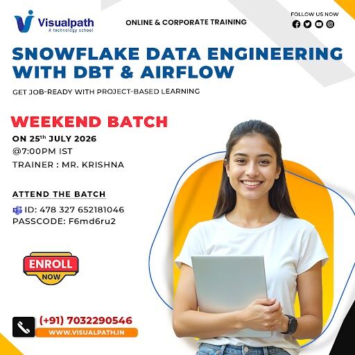 Hyderabad, Lessons Offered, Snowflake Data Engineering With DBT & Airflow &ndash; Weekend Batch