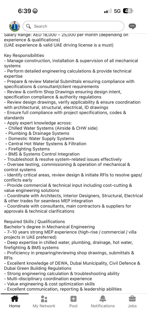 Riyadh, Job Seekers, Open To Work Mechanical Engineer | Mep Coordinator | Estimator & Quantity Surveyor