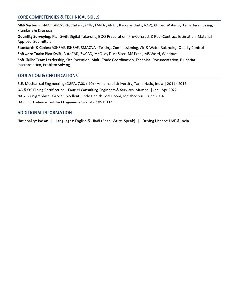 Riyadh, Job Seekers, Open To Work Mechanical Engineer | Mep Coordinator | Estimator & Quantity Surveyor