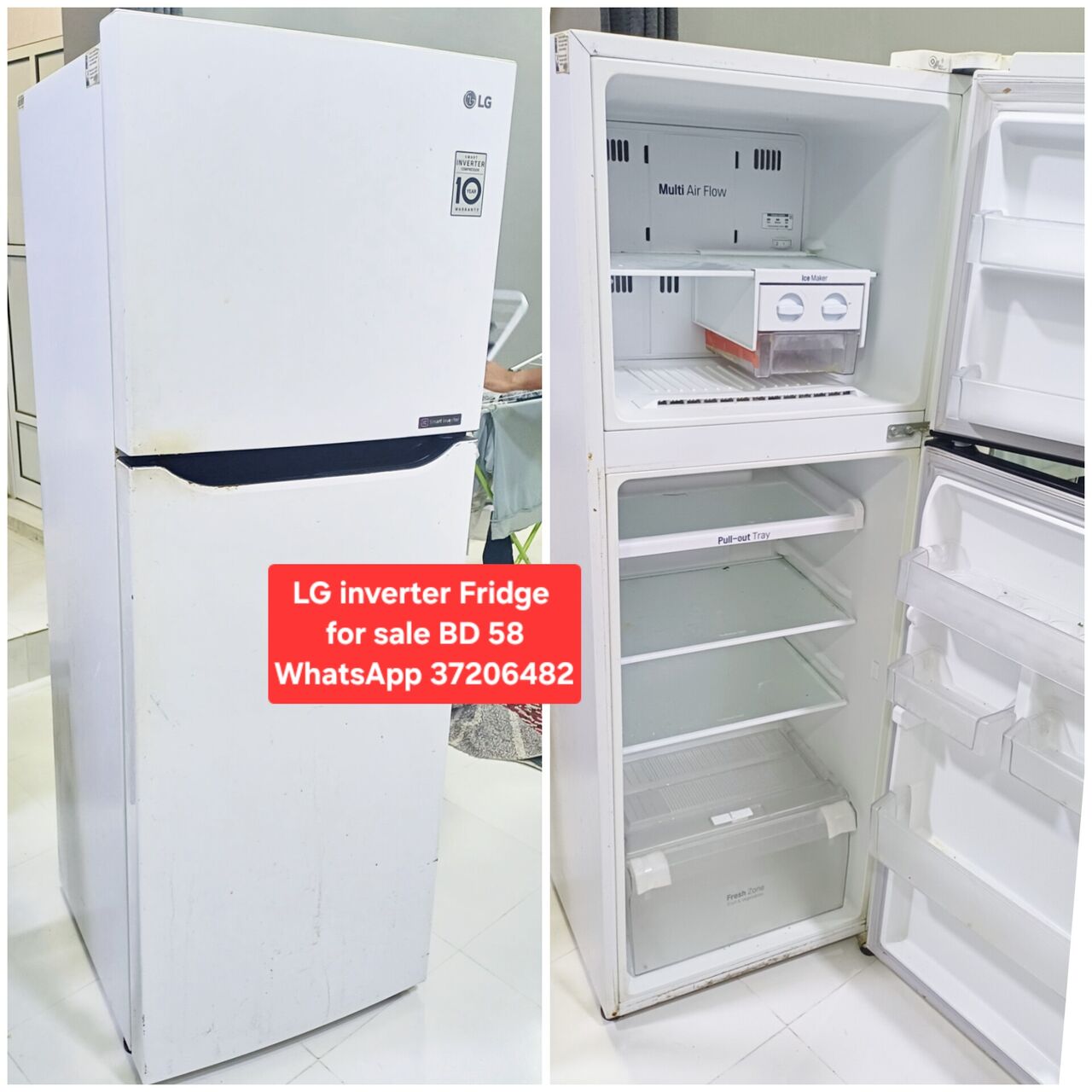 Manama, Appliances, BHD 58,  ✅️ LG Inverter Fridge For Sale In Good Condition With Delivery