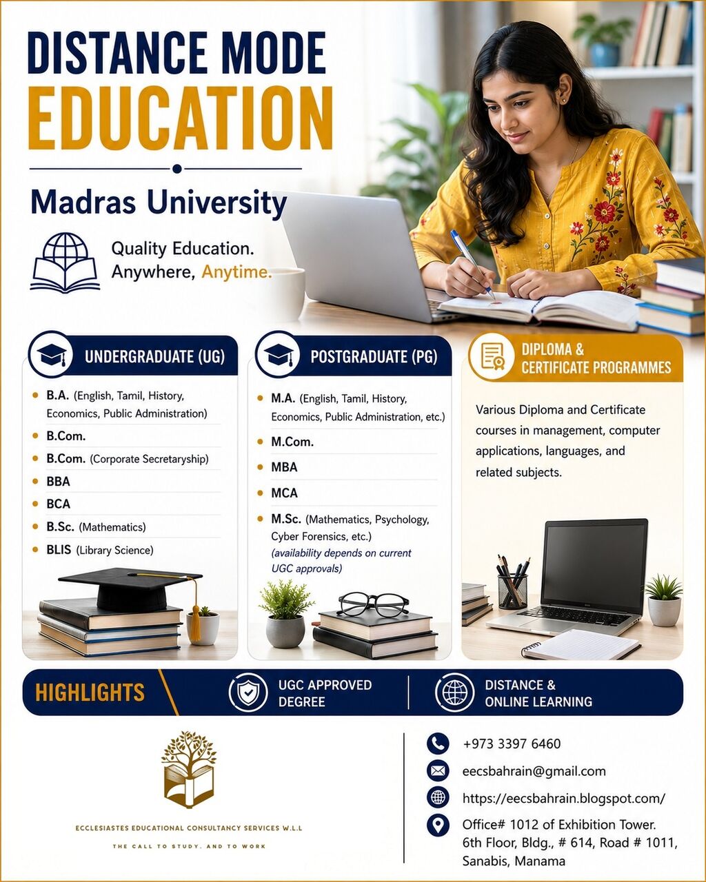 Sanabis, Lessons Offered, Distance Education From India