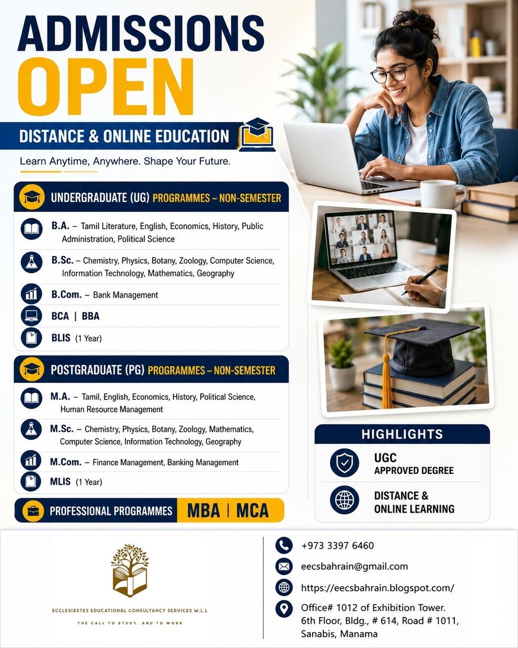 Sanabis, Lessons Offered, Distance Education From India