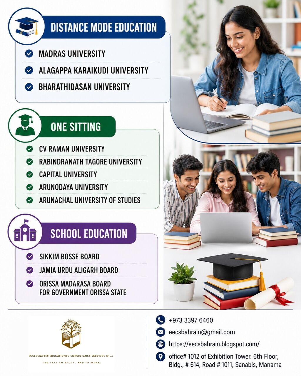 Sanabis, Lessons Offered, Distance Education From India