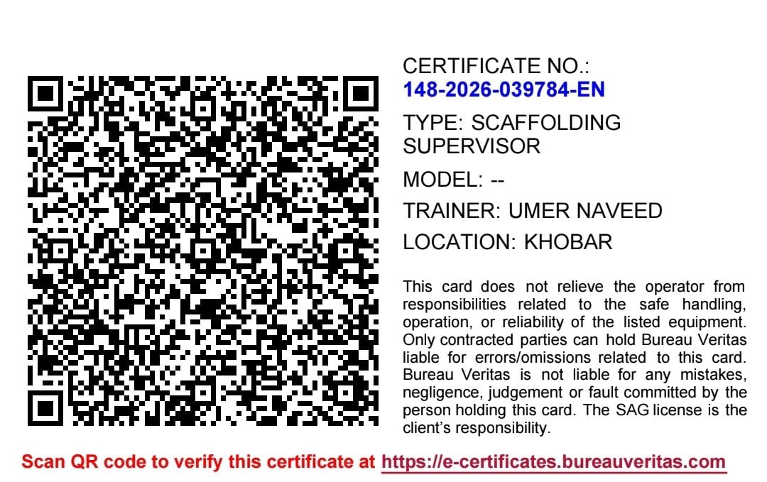 Jubail, Job Seekers, Scaffolding Supervisor