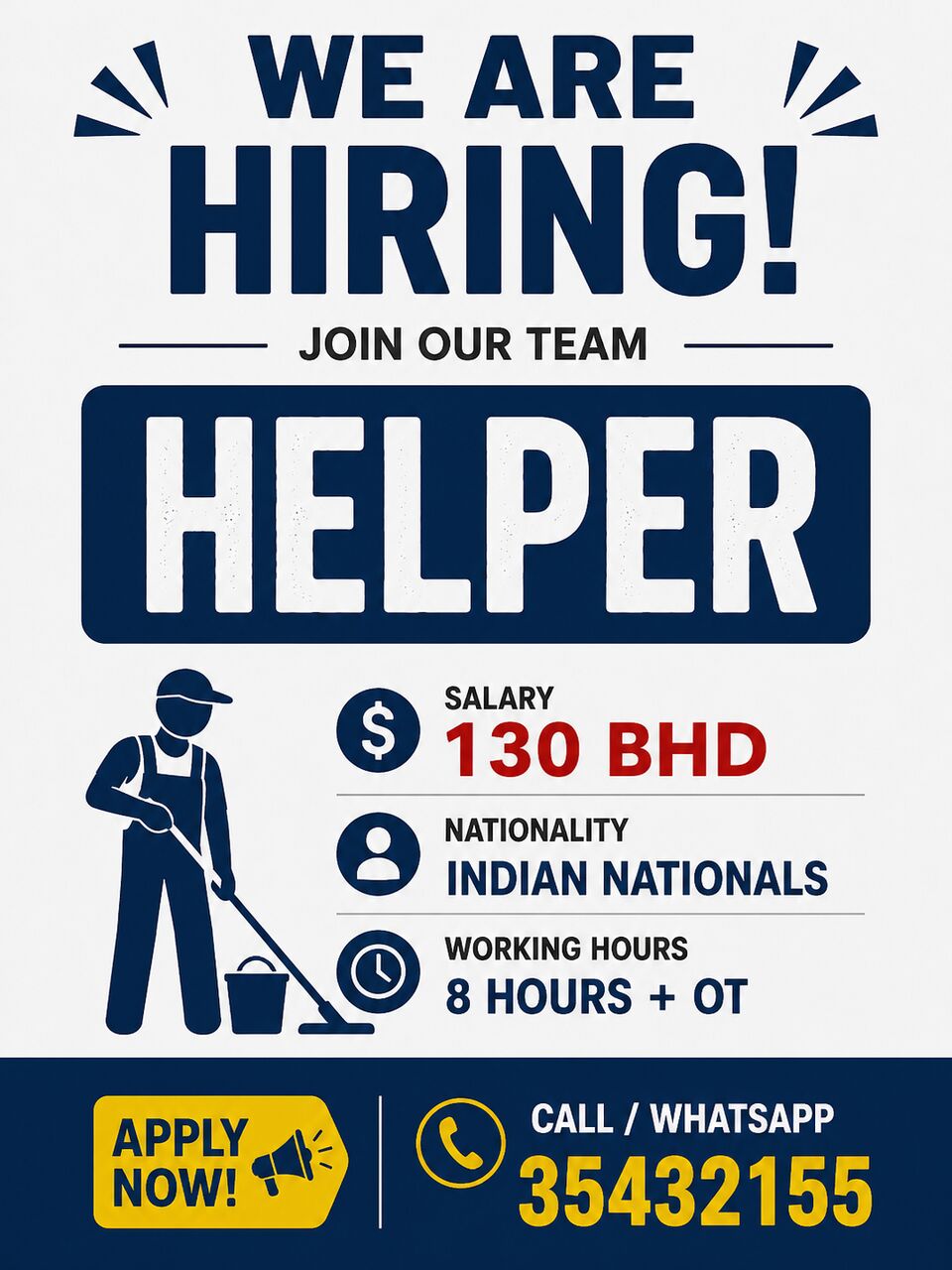 Manama, Jobs, Helper (General Labor)