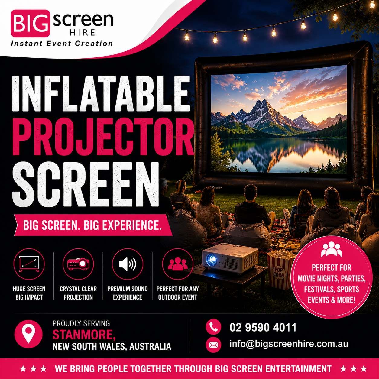 Sydney, Event Planning, Inflatable Projector Screen For Outdoor Events In Sydney