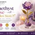 Healing Amethyst Rose With Golden Stem &ndash; Meditation & Positive Energy