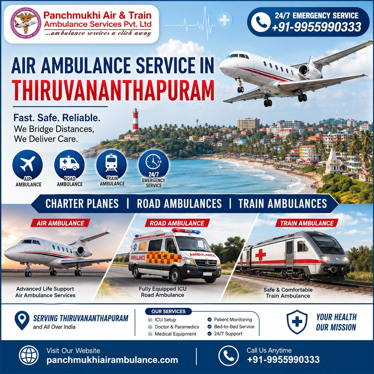 Mumbai, Health, Panchmukhi Air Ambulance In Thiruvananthapuram Provides Complete Patient Transfer