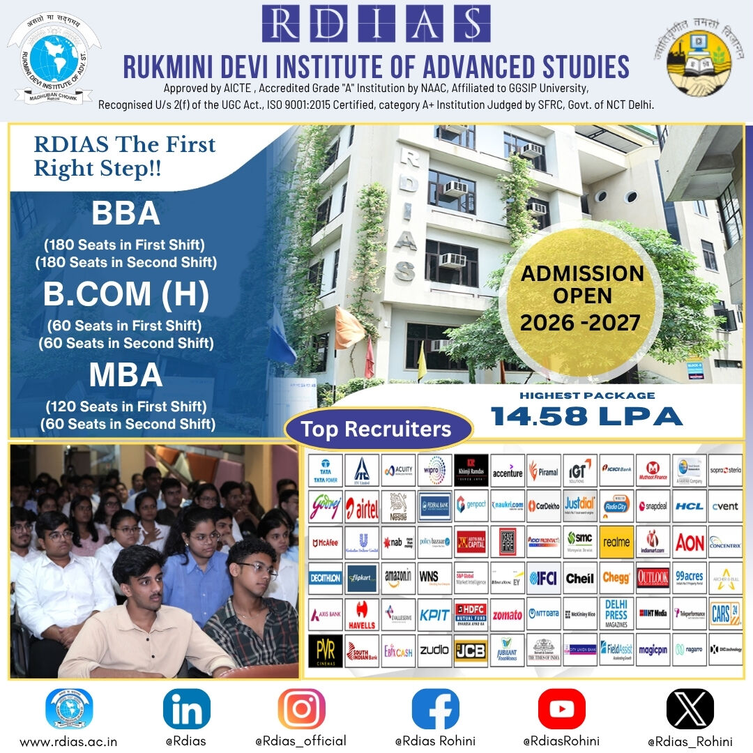 Rohini, Education, Top BBA Colleges In Delhi NCR Under IP University - Why RDIAS Is A Preferred Choice For Ad