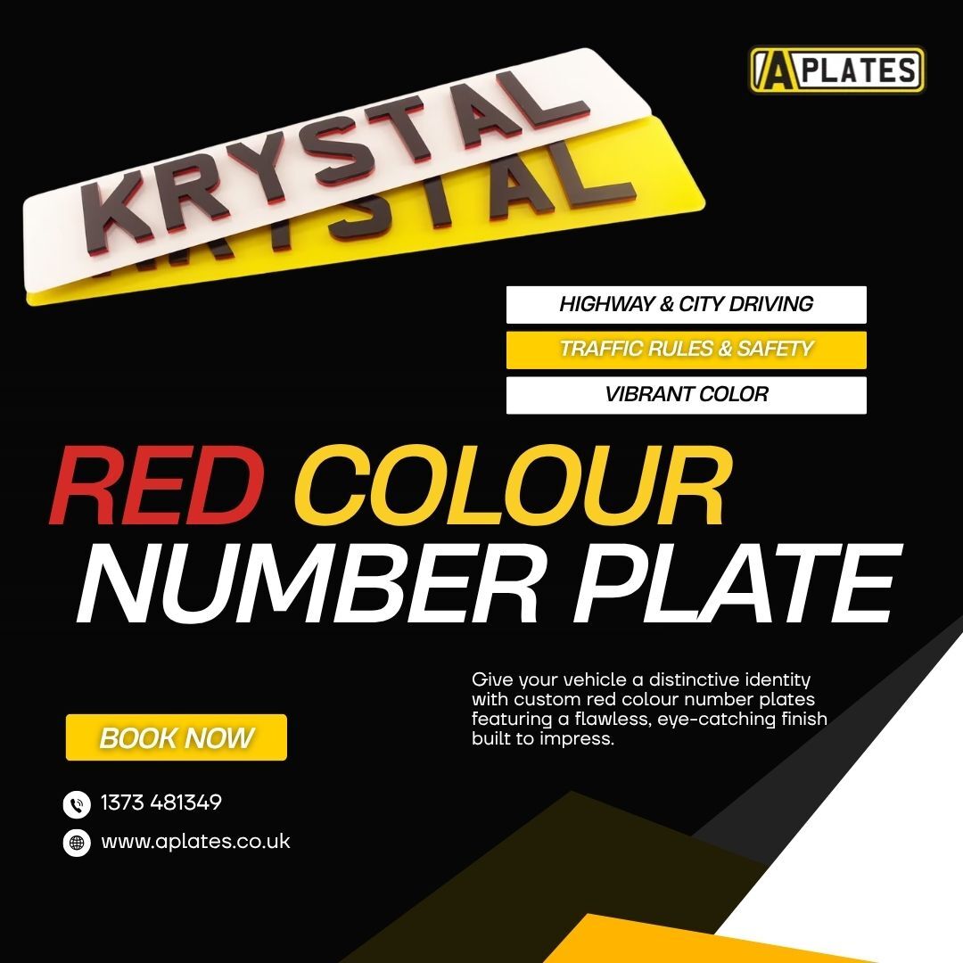 London, Auto Parts, Custom Red Colour Number Plate With A Striking Finish