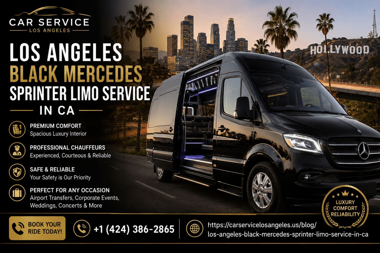 Los Angeles, Travel, Los Angeles Black Mercedes Sprinter Limo Service In CA