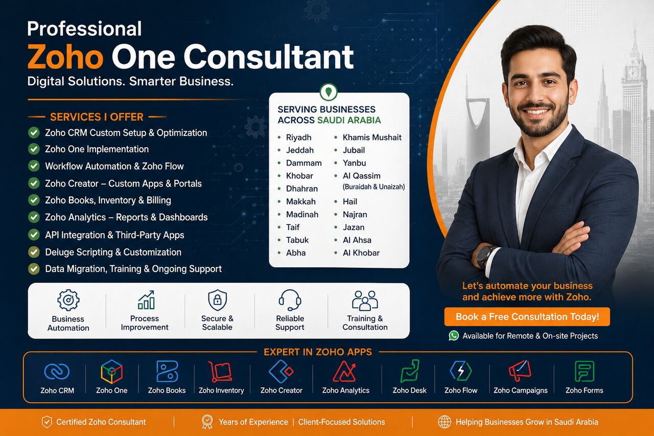 Jubail, Accounting, Zoho Cloud System Setup (crm, Books, Invoices, Inventory And Zoho Apps)