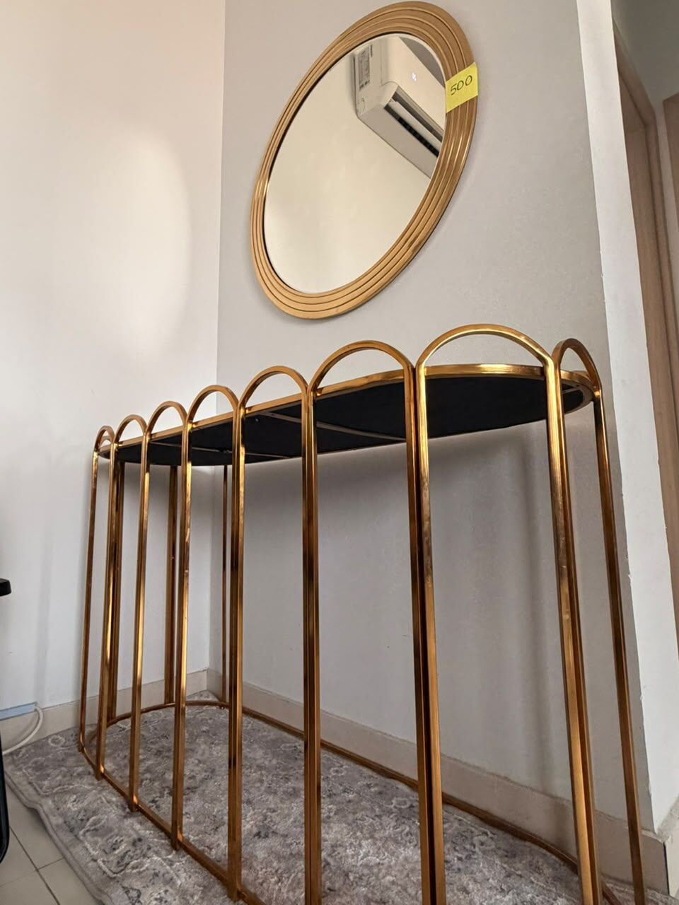 Jeddah, Furniture, SAR 500,  Modern Gold & Glass Oval Console Table
