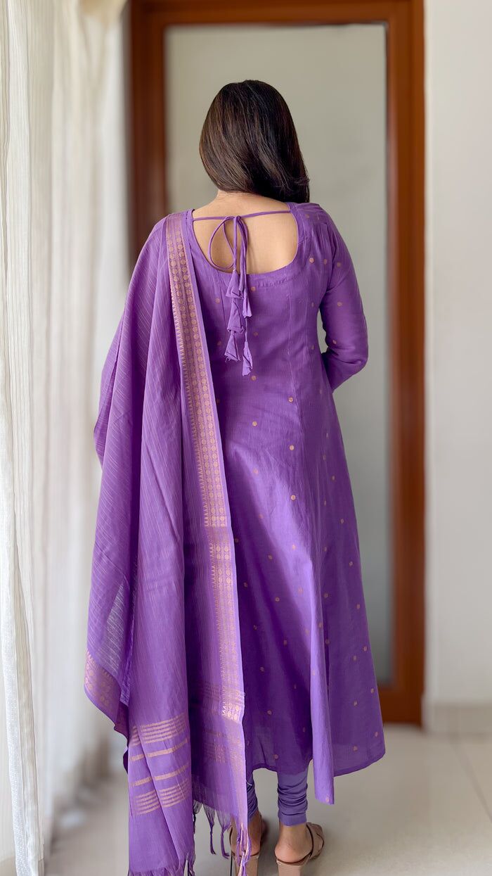 Chennai, Clothing & Accessories, INR 1995,  Violet Anarkali Kurti With Dupatta In South Cotton | Instore