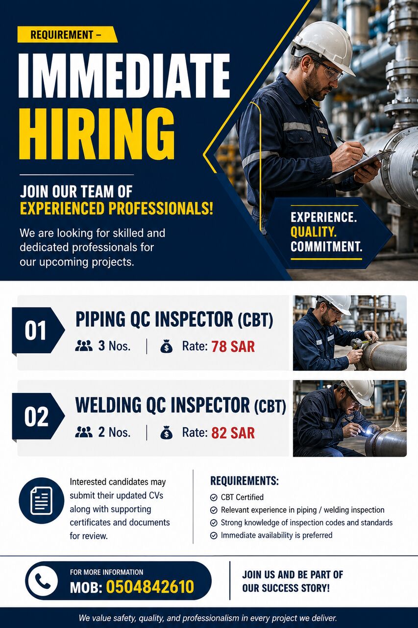 Jubail, Jobs, Aramco CBT Approved QCI