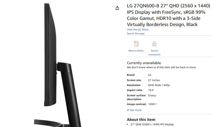 Rabigh, Computers, SAR 400,  شاشة ال جي 27 بوصة 2K QHD IPS مع ذراع هيدروليكي للماو