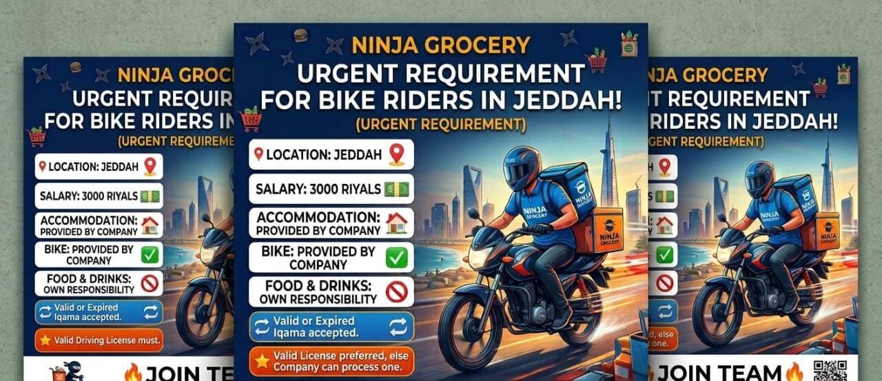 Jeddah, Jobs, Urgent Hirring Ninja Bike Rider