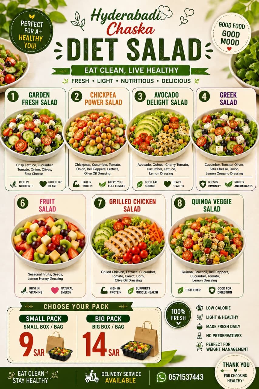 Khobar, Food Delivery, 🥗Hyderabadi Chaska Fresh Diet Salad🥗