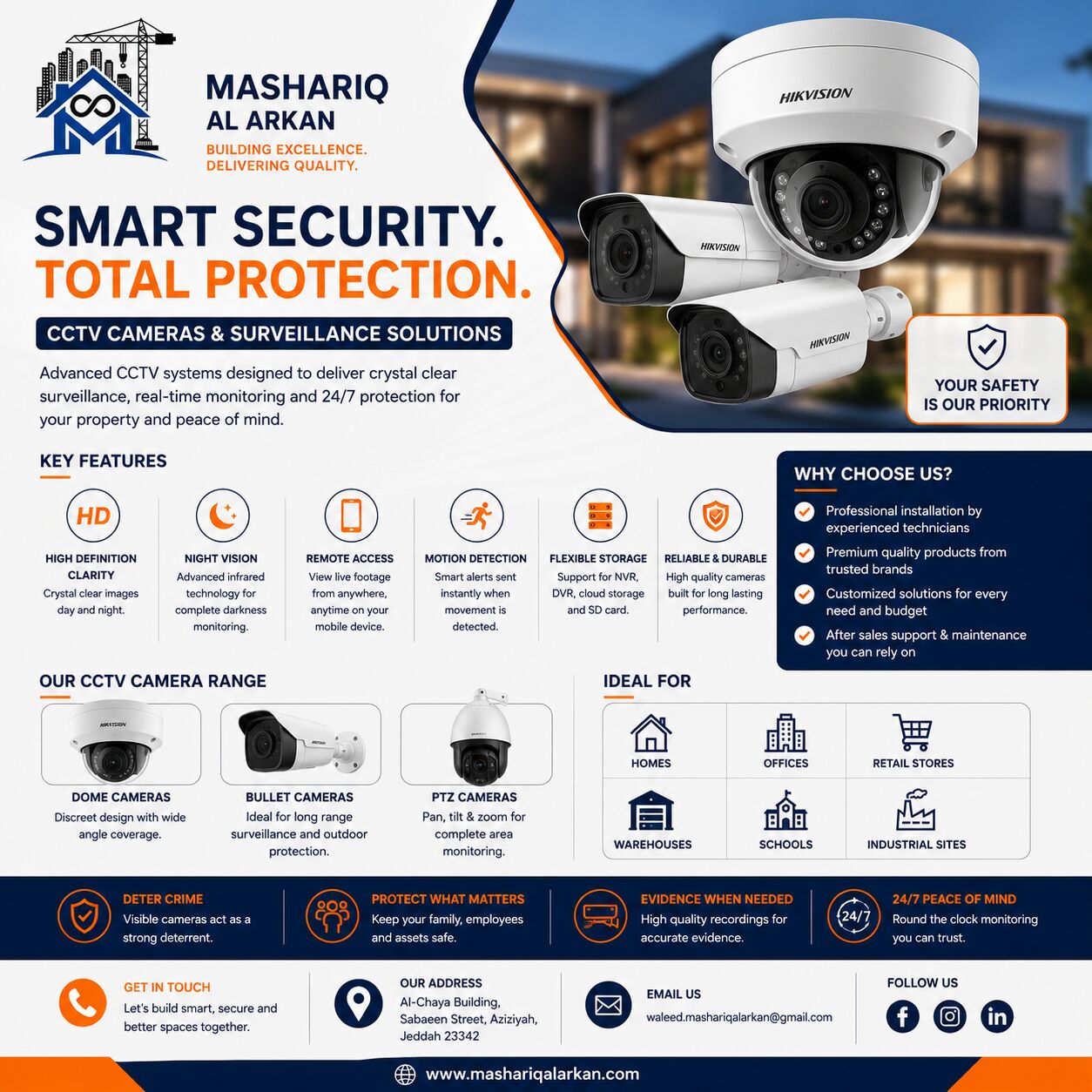 Jeddah, Security, Professional CCTV Installation For Homes & Businesses | Mashariq Al Arkan