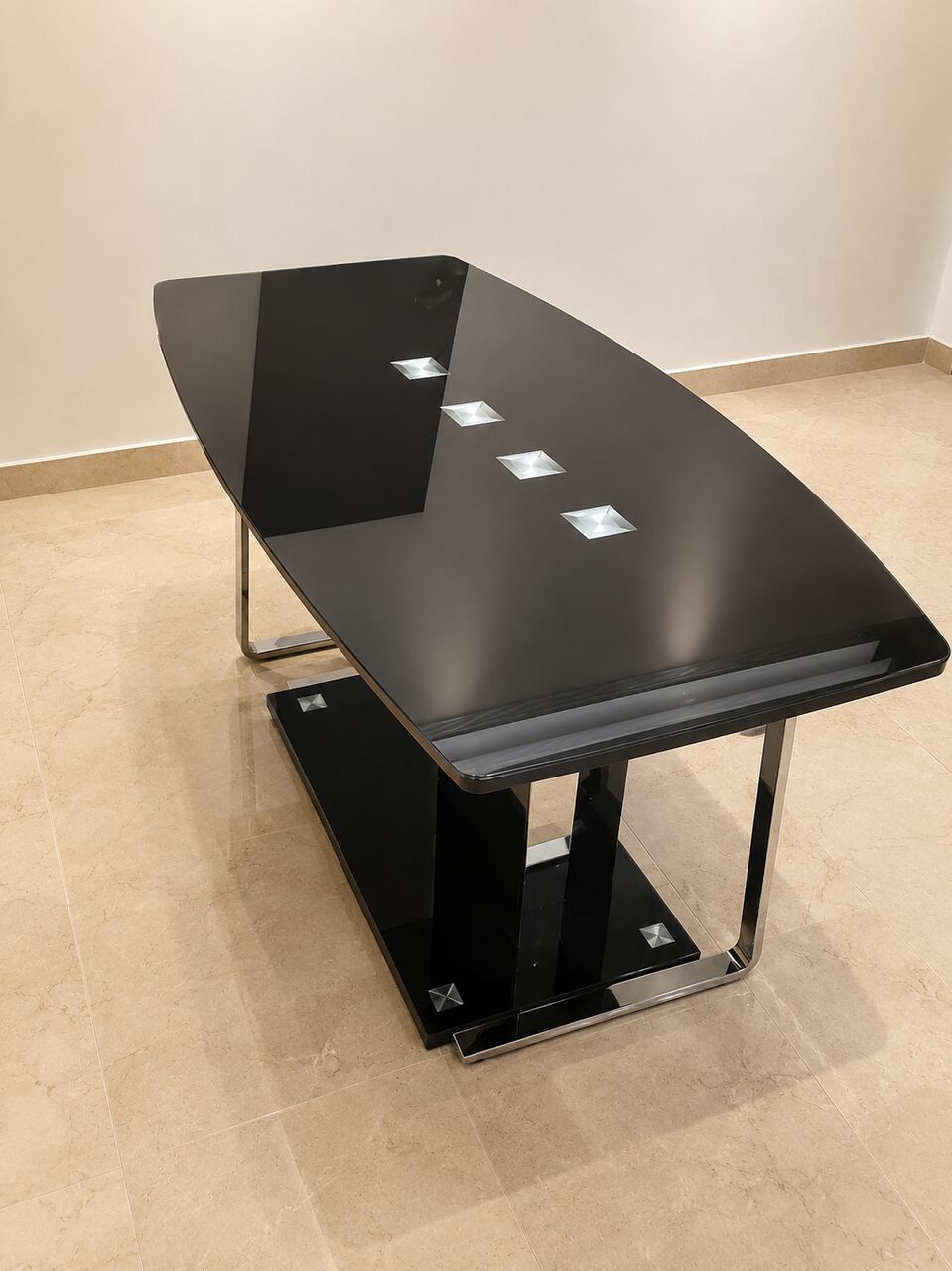 Al Rehab, Furniture, SAR 550,  Elegant Black Glass Dining Table, Kids Trampoline, 7-seater Sofa With 2 Tables.