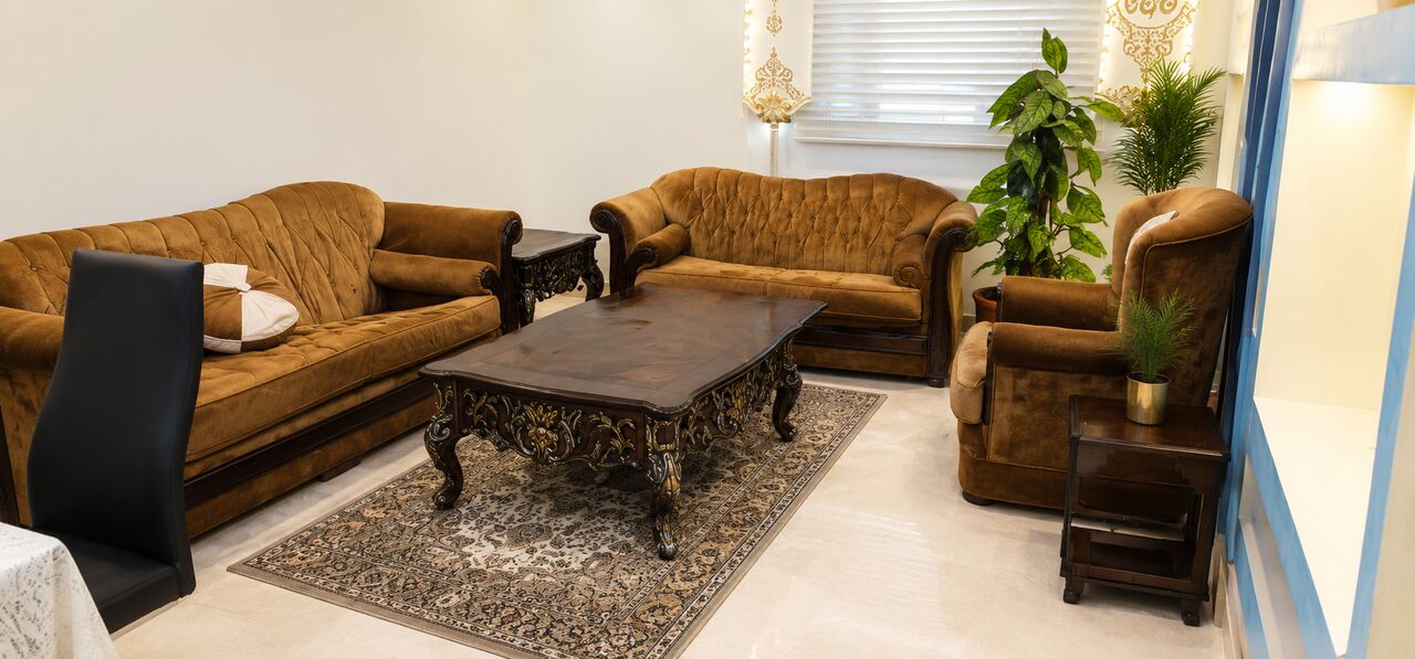 Al Rehab, Furniture, SAR 550,  Elegant Black Glass Dining Table, Kids Trampoline, 7-seater Sofa With 2 Tables.