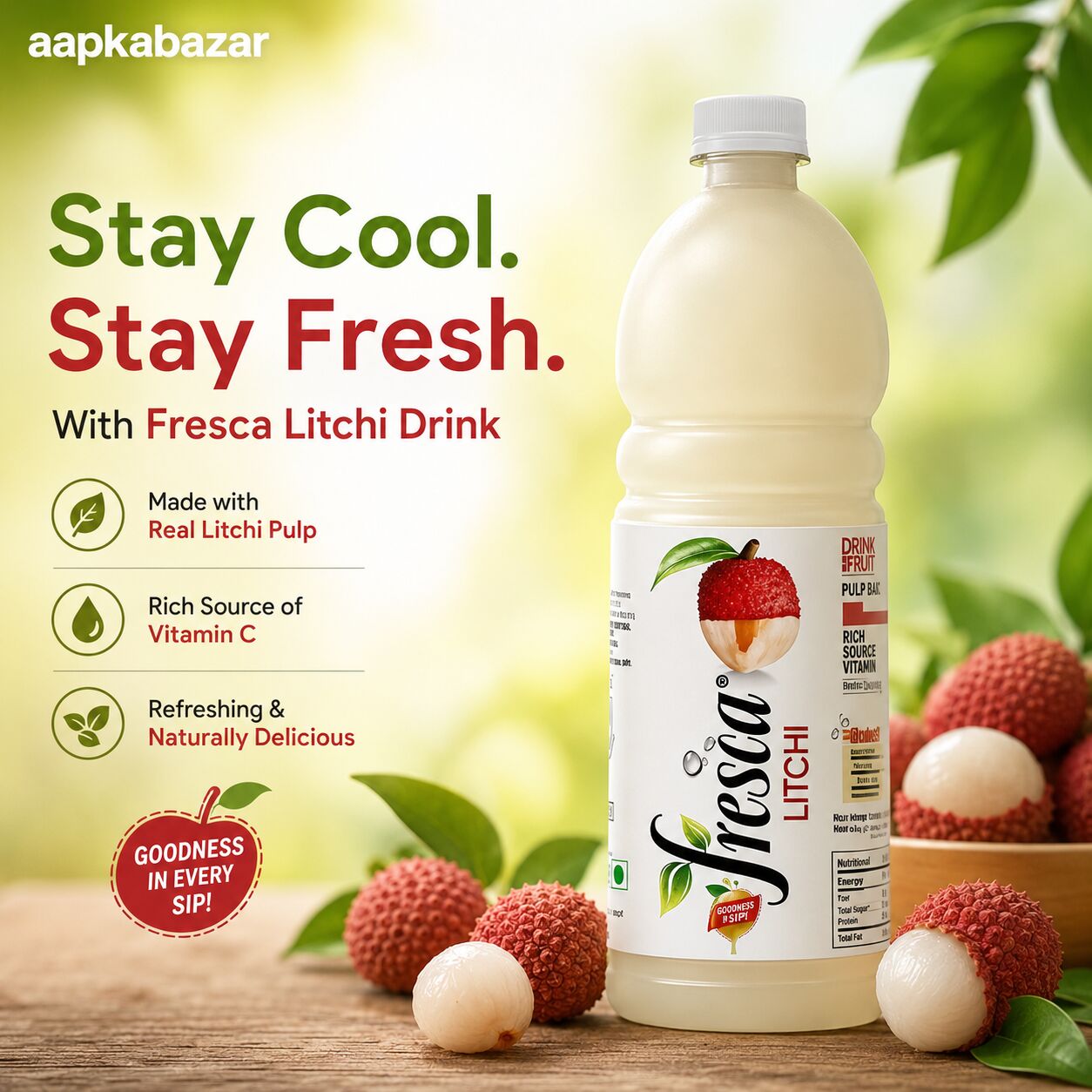 Mumbai, Food, INR 40,  Fresca Litchi Fruit Drink 1 Ltr