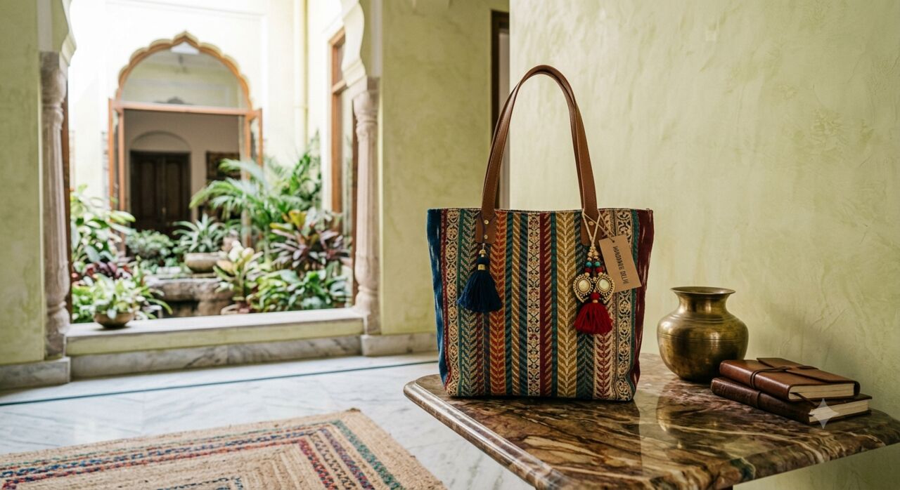Mumbai, Household Items, INR 1250,  Handbag Tote Bags Hand Block Printed Cotton Tote Bags | Theindiglobal