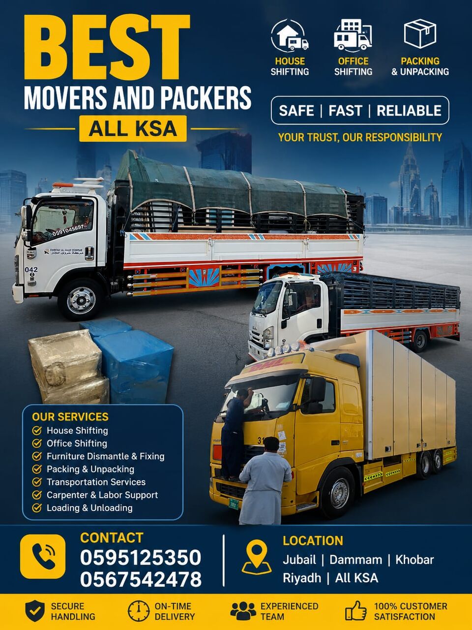 Jubail, Labor/Moving, HOUSE SHIFTING⭐u MOVER PACKER DYNA TRANSPORT COMPANY MATERIAL TRUCK FOR RENT 0595125350