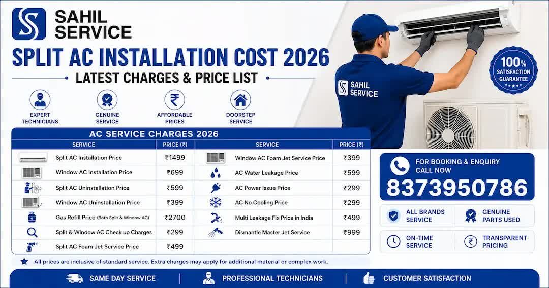 New Delhi, Appliance Repair, Split AC Installation Cost 2026: Latest Charges And Price List