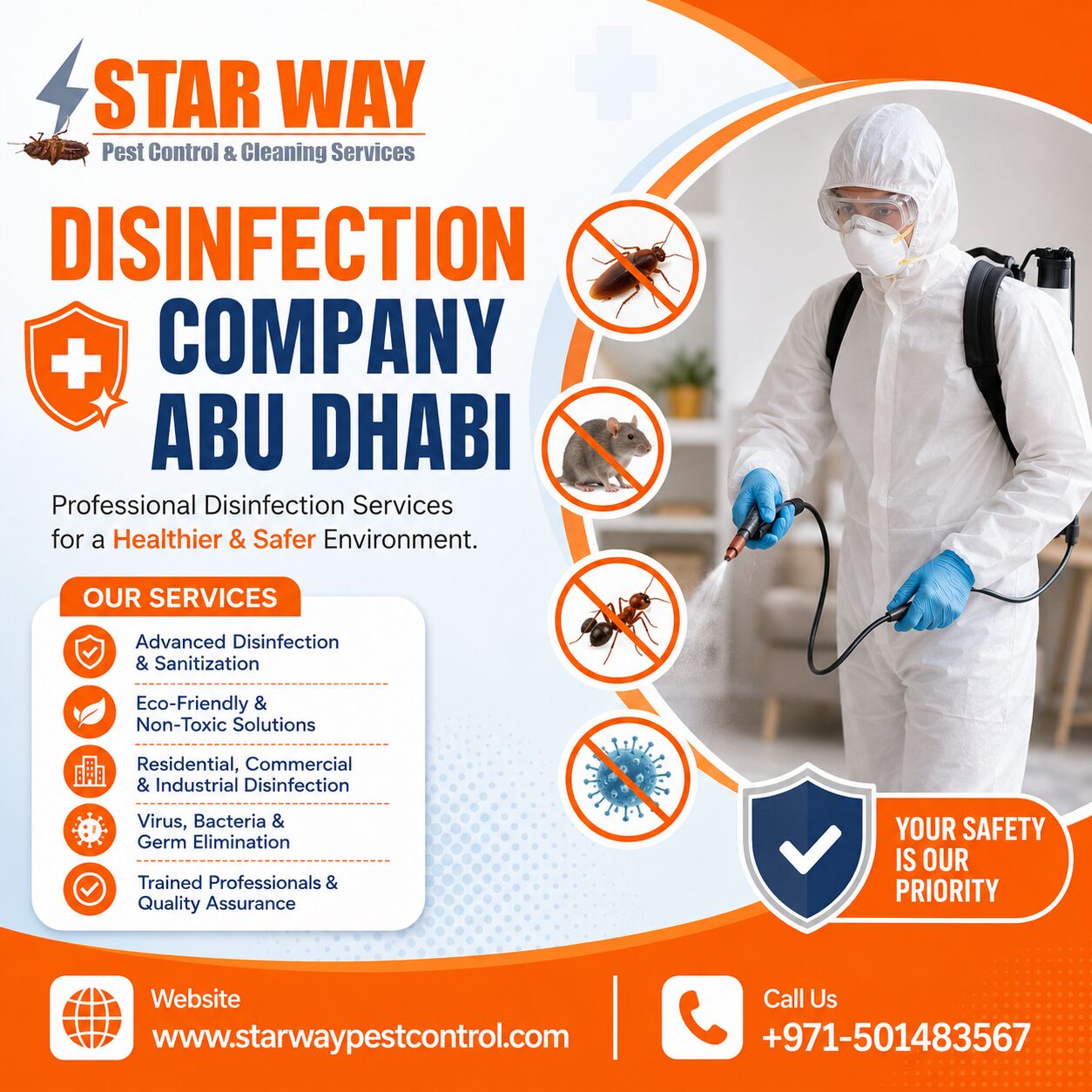 Abu Dhabi, Business, Professional Disinfection Company In Abu Dhabi | Star Way Pest Control