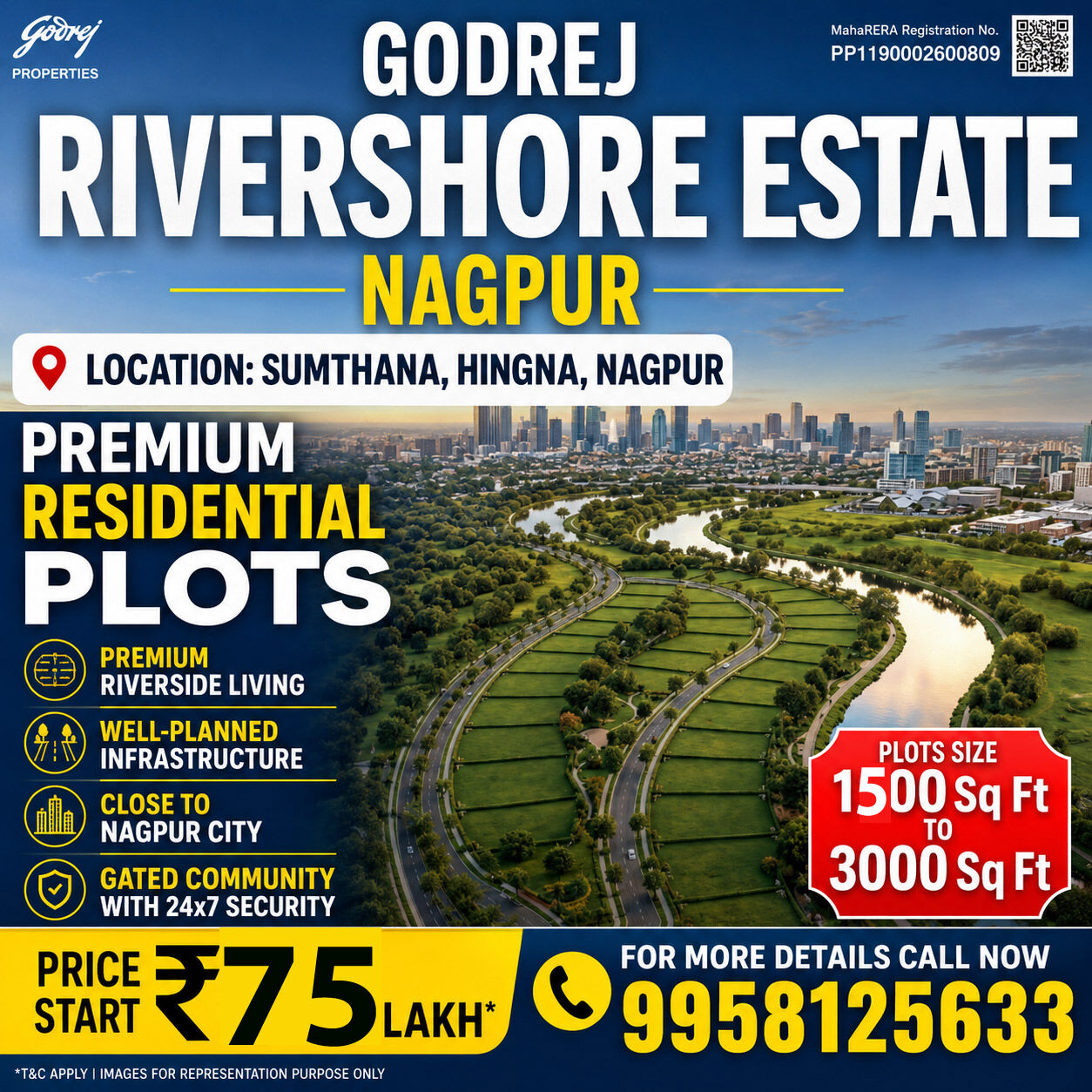 Mumbai, Residential Plots, INR 7500000,  1500 Sq. Feet,  Godrej Rivershore Estate Nagpur: Features That Make It Unique