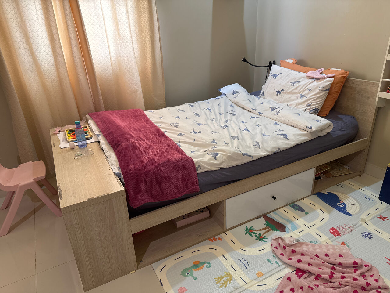 Riyadh, Furniture, SAR 550,  Single Bed With Storage And Drawer 120x200