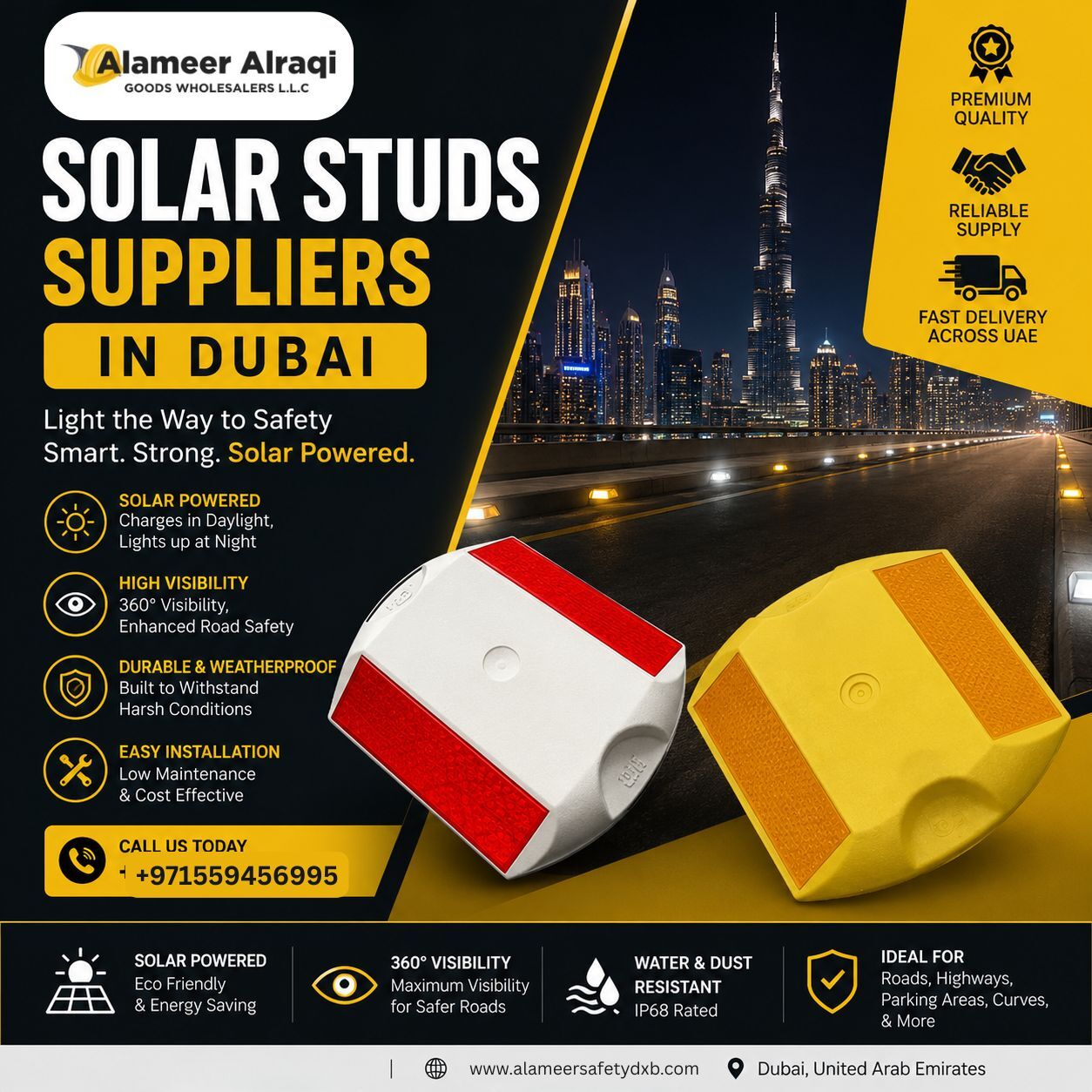 Dubai, Materials, AED 40,  Trusted Solar Studs Suppliers In Dubai | Premium Road Safety Solutions