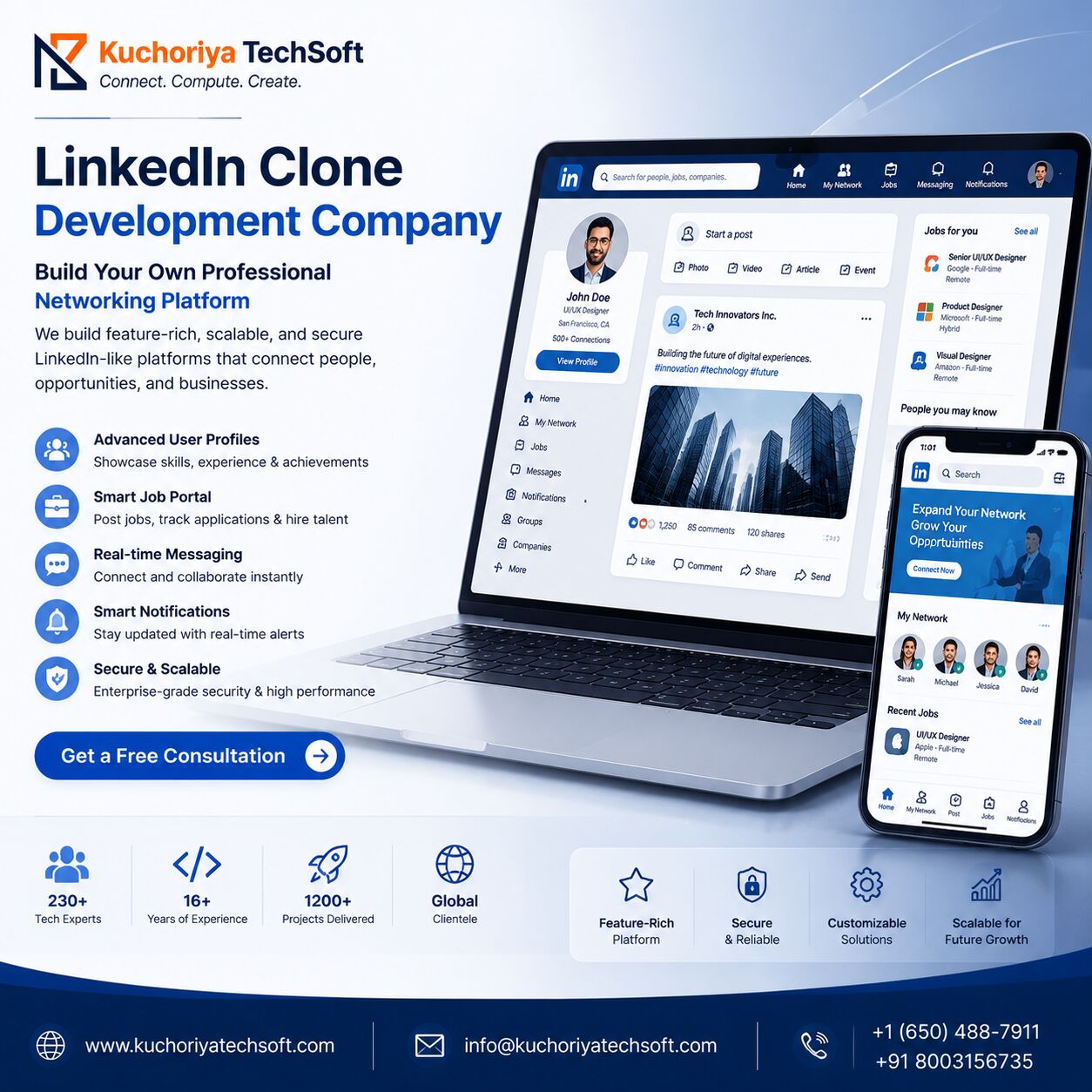 Silicon Oasis, Software Development, LinkedIn Clone Development Company | Professional Networking App