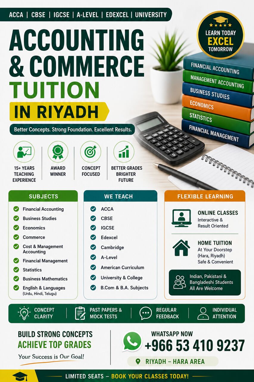 Hara, Lessons Offered, ACCA | CBSE | IGCSE | A-Level Accounting/ Commerce Expert &ndash; Riyadh  Or