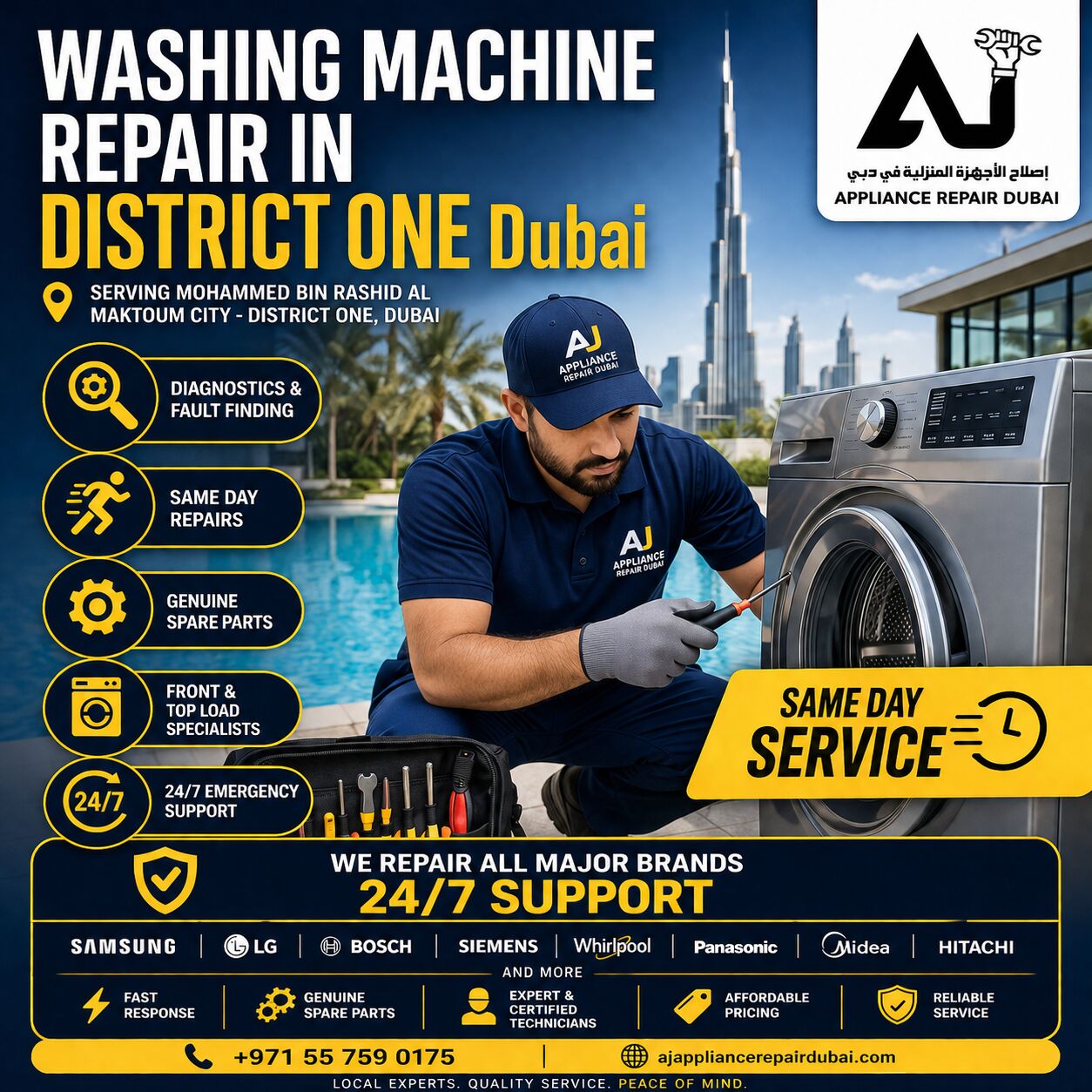 Dubai, Appliance Repair, Washing Machine Repair In District One, Dubai | Same-Day Service
